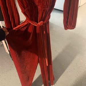 Red velvet jumpsuit